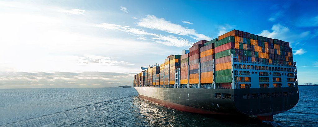 Container vessel at sea